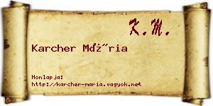 Karcher Mária névjegykártya